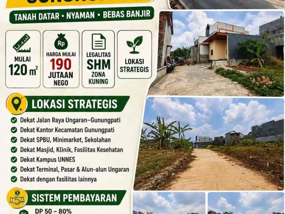 Tanah kavling murah belakang kantor kecamatan gunungpati