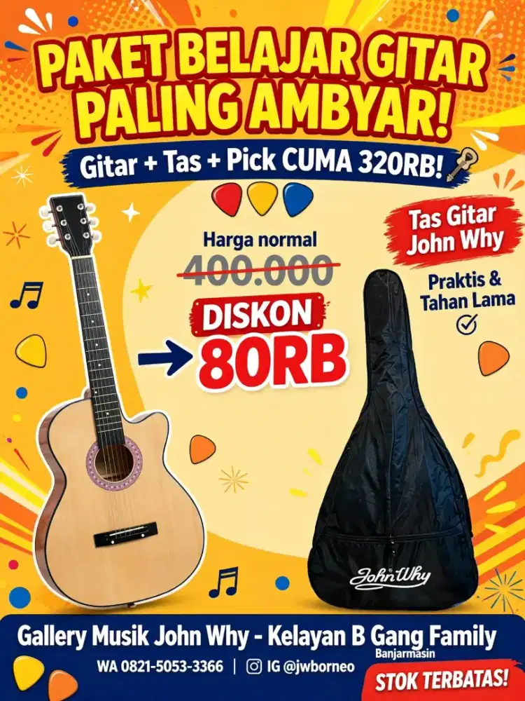 GITAR AKUSTIK YAMAHA PEMULA PAKET BELAJAR