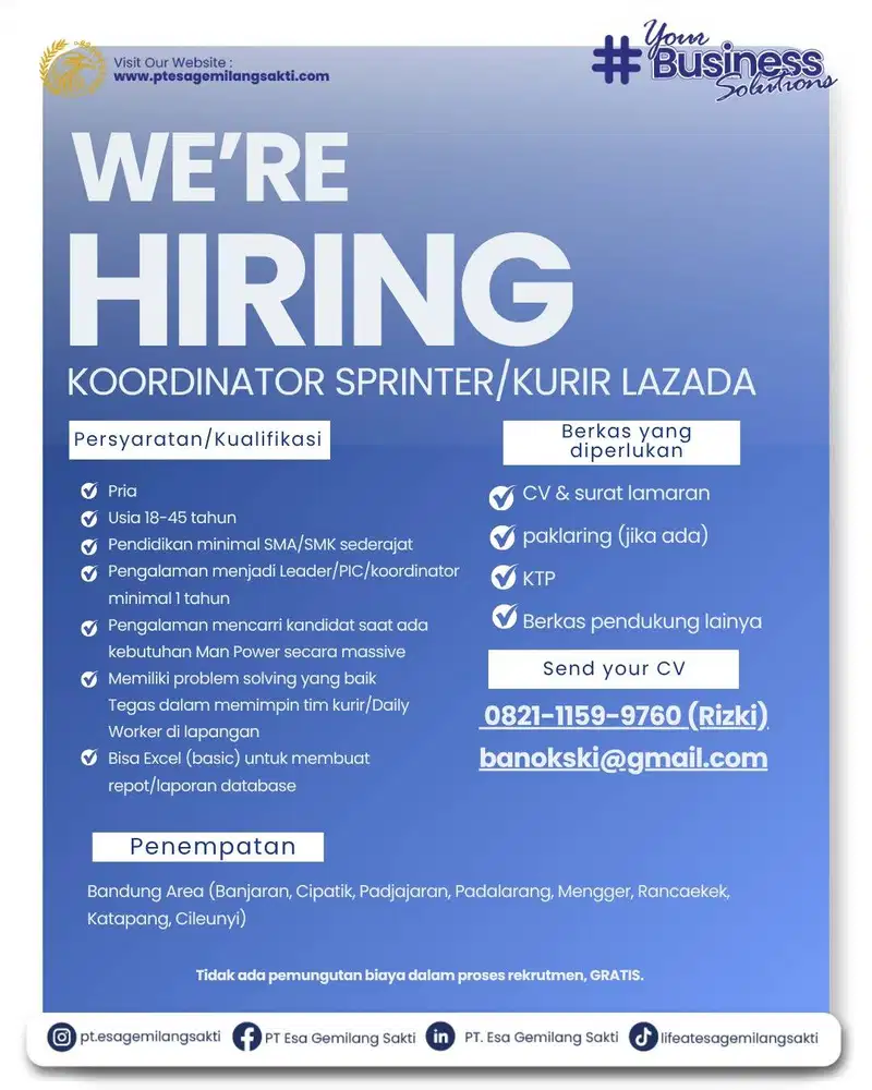 Koordinator Sprinter/Kurir Lazada