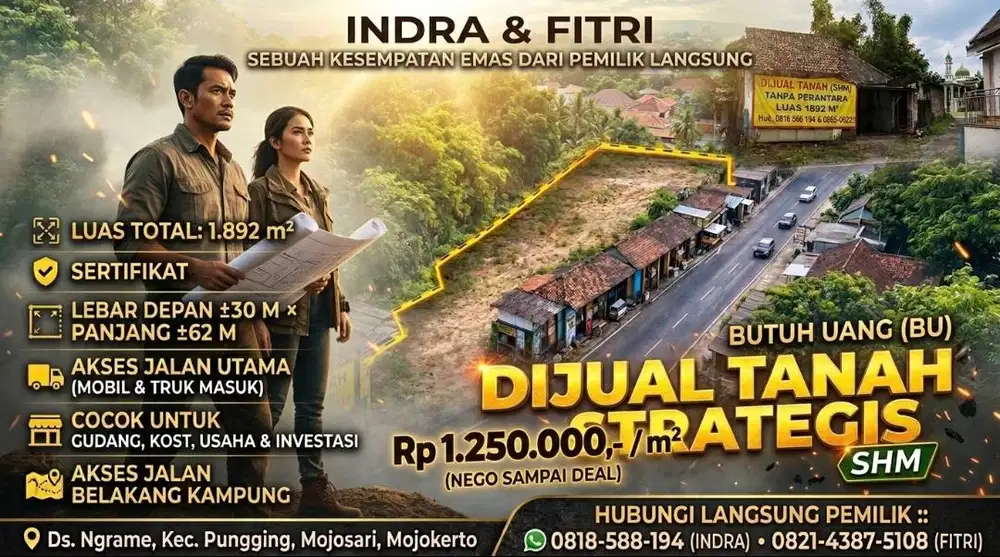 tanah luas ,pinggir jalan raya, cocok buat gudang atau parkir trulk