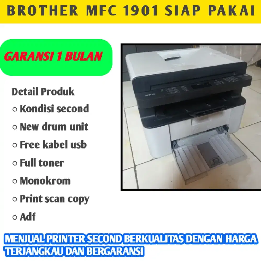 Mesin foto copy printer laser adf brother mfc 1901 siap pakai bisa cod