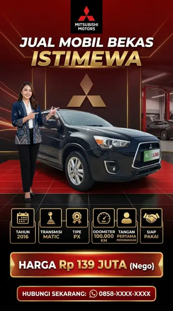 OUTLANDER SPORT PX 2016 MATIC HITAM 2017 BAGUS TERAWAT 2015 SIAP PAKAI