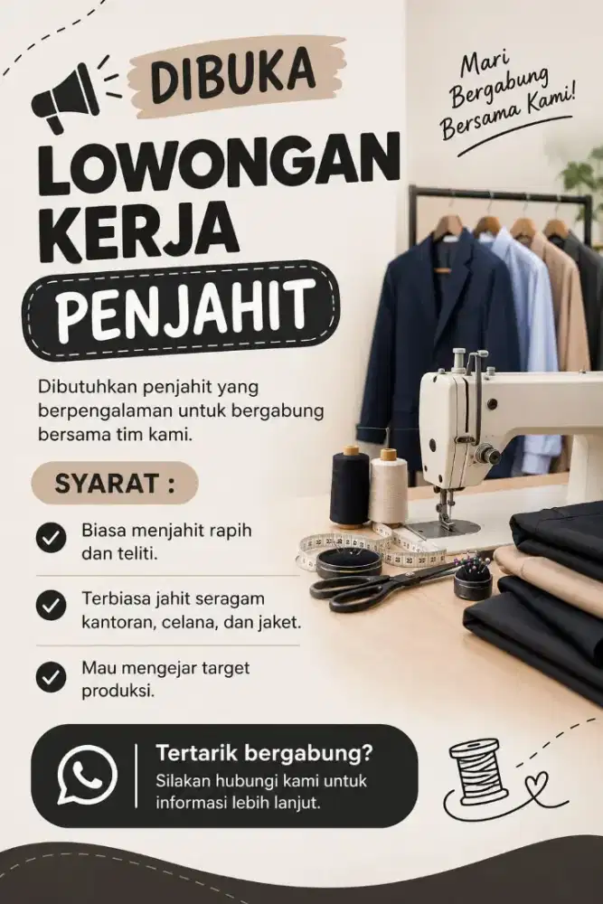 Lowongan kerja jahit