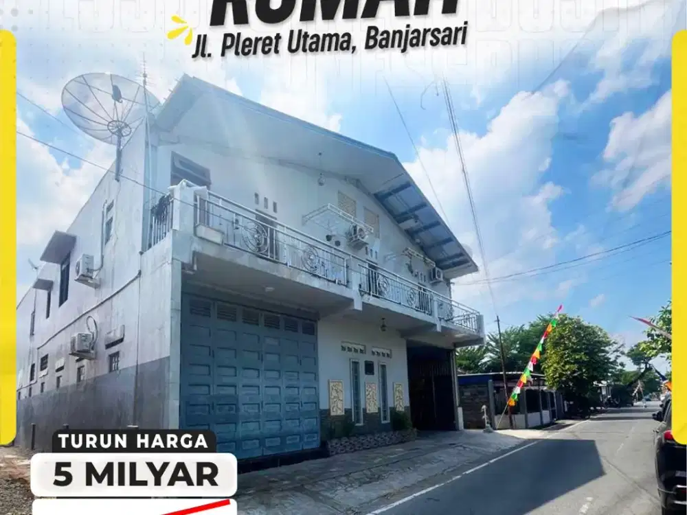 Rumah+Lapangan Futsal Dijual bisa buat gudang di jalur utama jl Pleret Utama Banjarsari