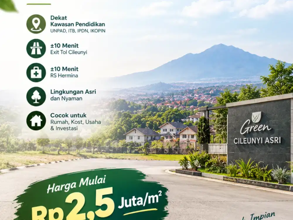LINGKUNGAN ASRI, AKSES MUDAH – KAVLING CILEUNYI MULAI 2,5 JUTA