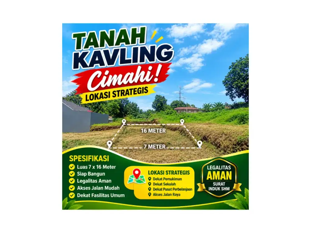 Tanah Siap Bangun Hanya 1 Menit Dari Jalan Raya