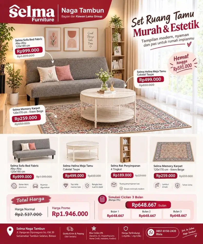 PROMO ISI RUANG TAMU SET DIBAWAH 2 JUTA
