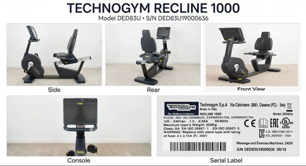 TECHNOGYM Recumbent Bike  Excite + Recline 1000 unity 3.0
