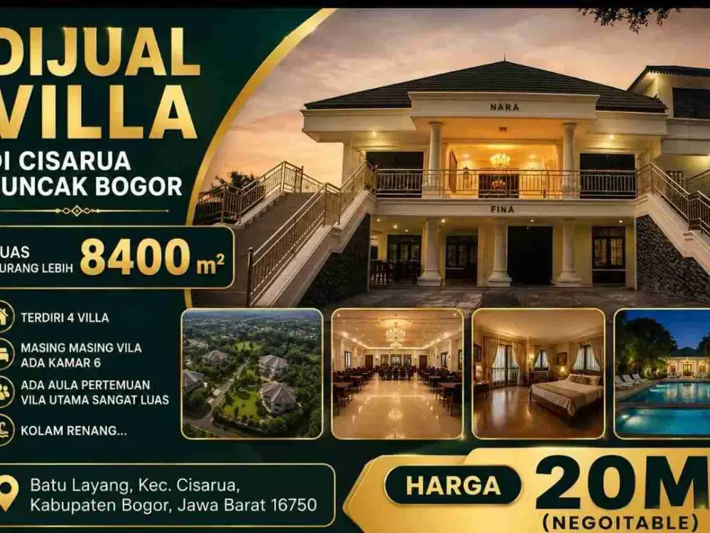 Dijual Villa Mewah dan Murah baru layang Cisarua Bogor Jawa barat
