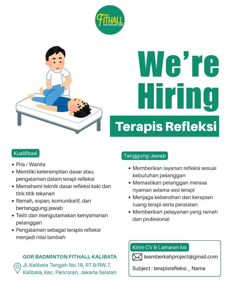 LOWONGAN KERJA – TERAPIS REFLEKSI