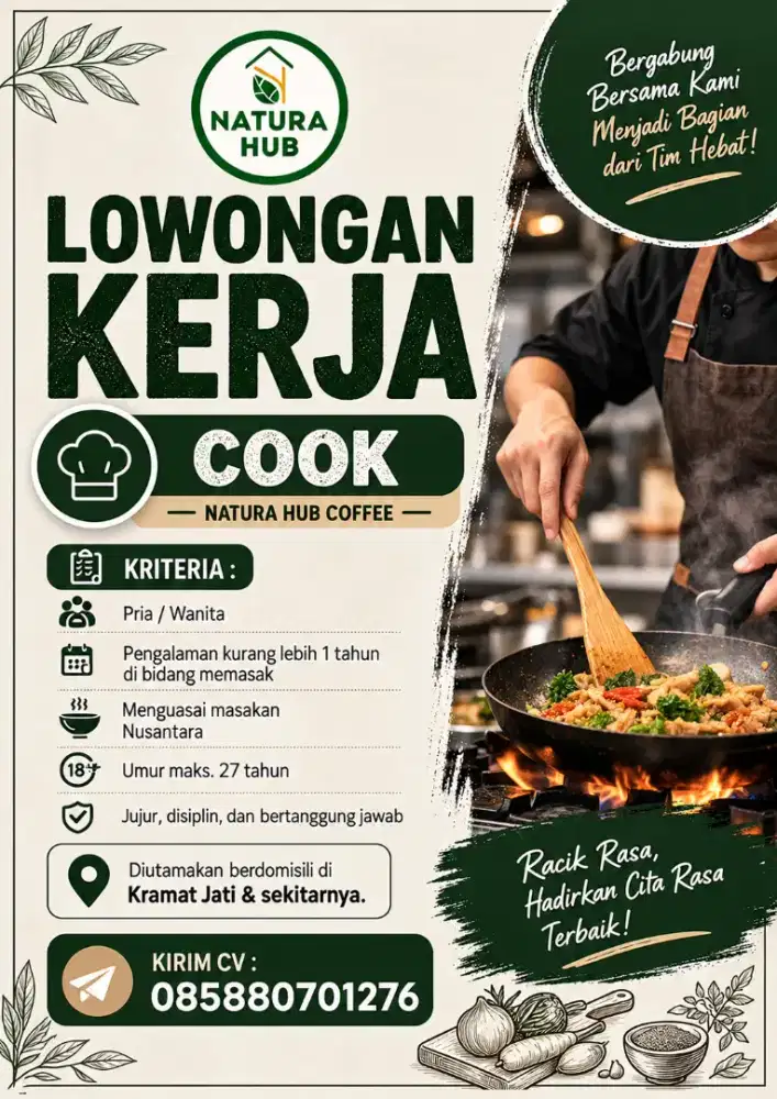 Dibutuhkan Cook & Waiters