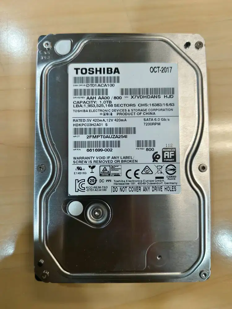 Dijual HDD Second Toshiba 1TB