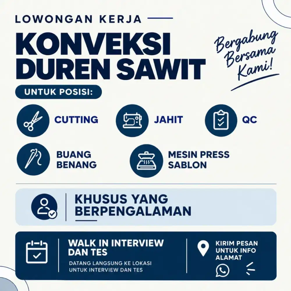 Lowongan Kerja Konveksi Duren Sawit