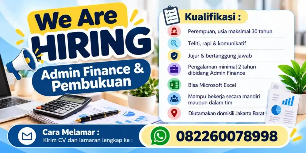Lowongan Admin Finance & Pembukuan