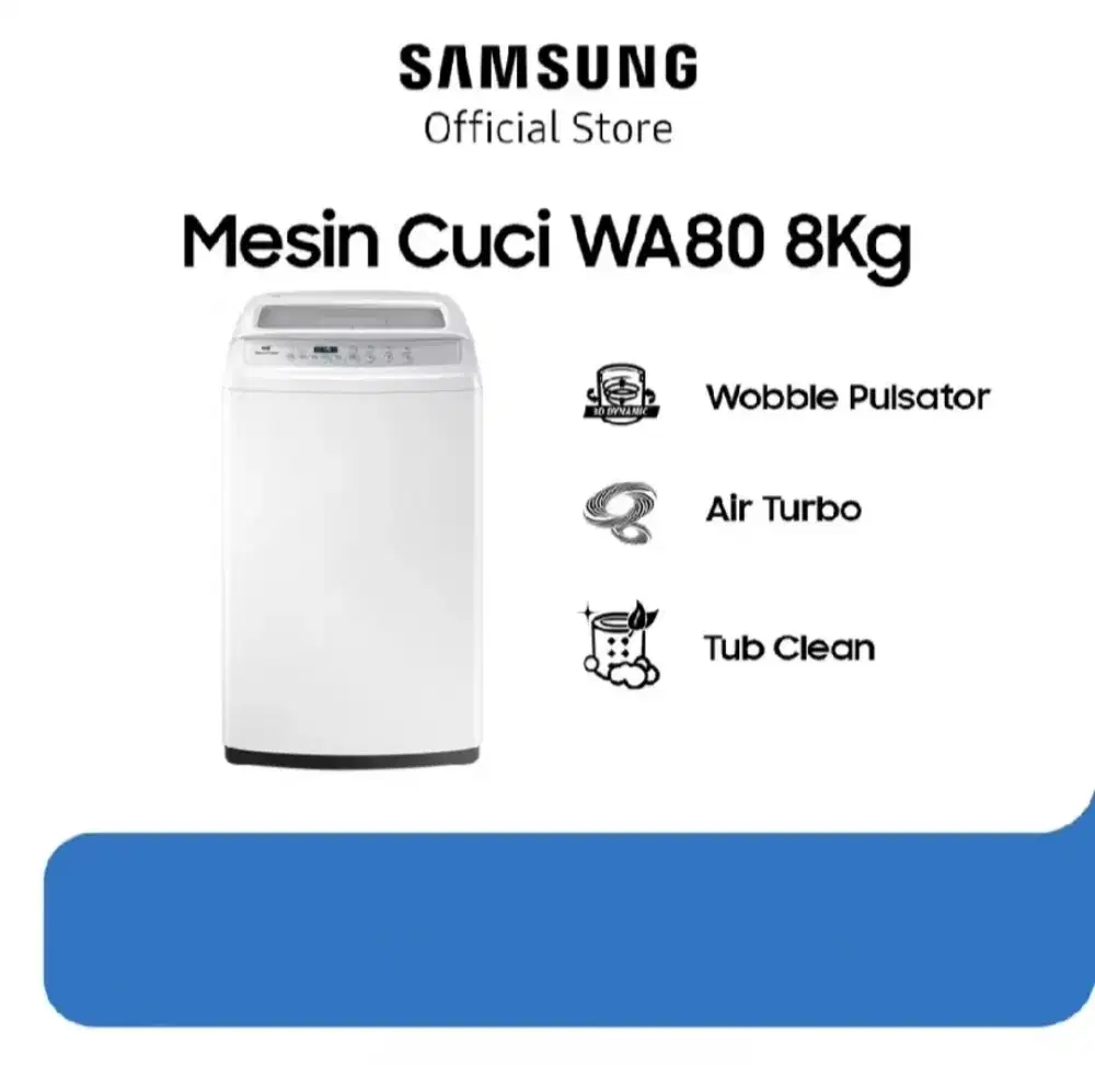 MESIN CUCI 1 TABUNG TOP LOADING SAMSUNG DIAMOND DRUM WA80H4000SW/SE