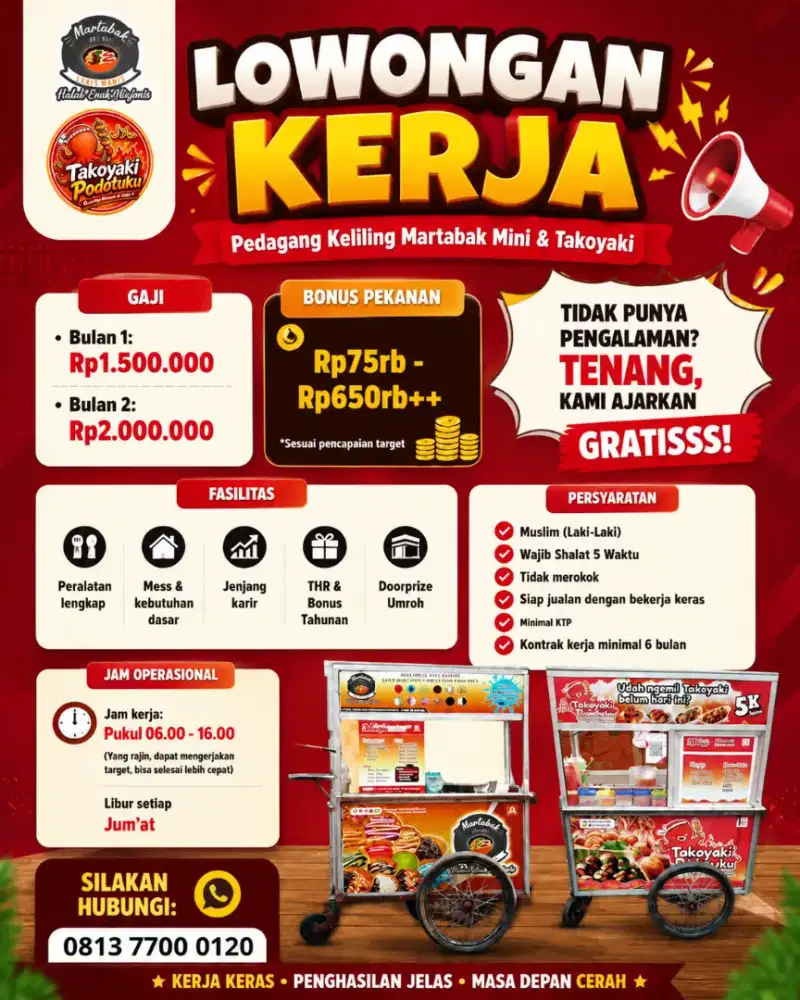 Lowongan kerja penjual martabak mini laris manis