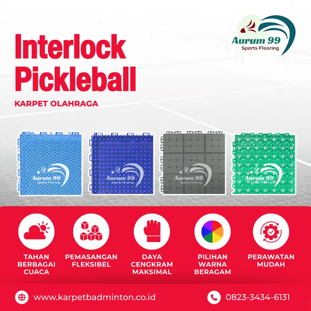 Interlock Olahraga Pickleball - Indoor (Per 1 Set Lapangan)