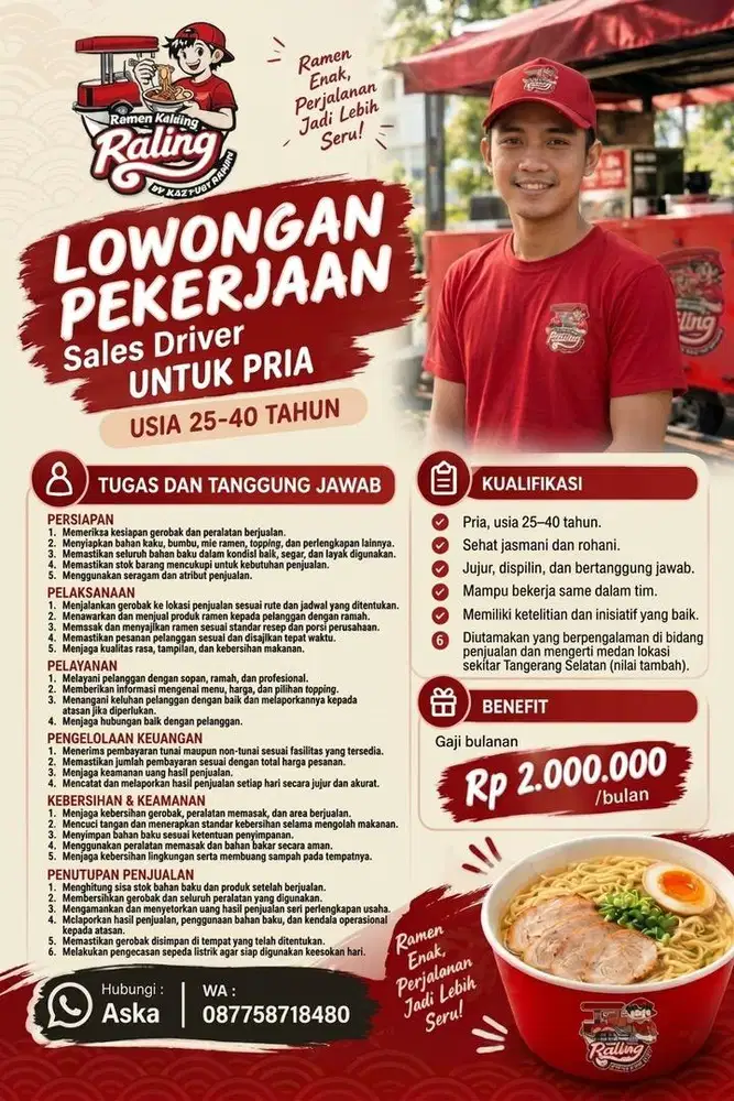 Lowongan Kerja (Sales Driver) Ramen Keliling