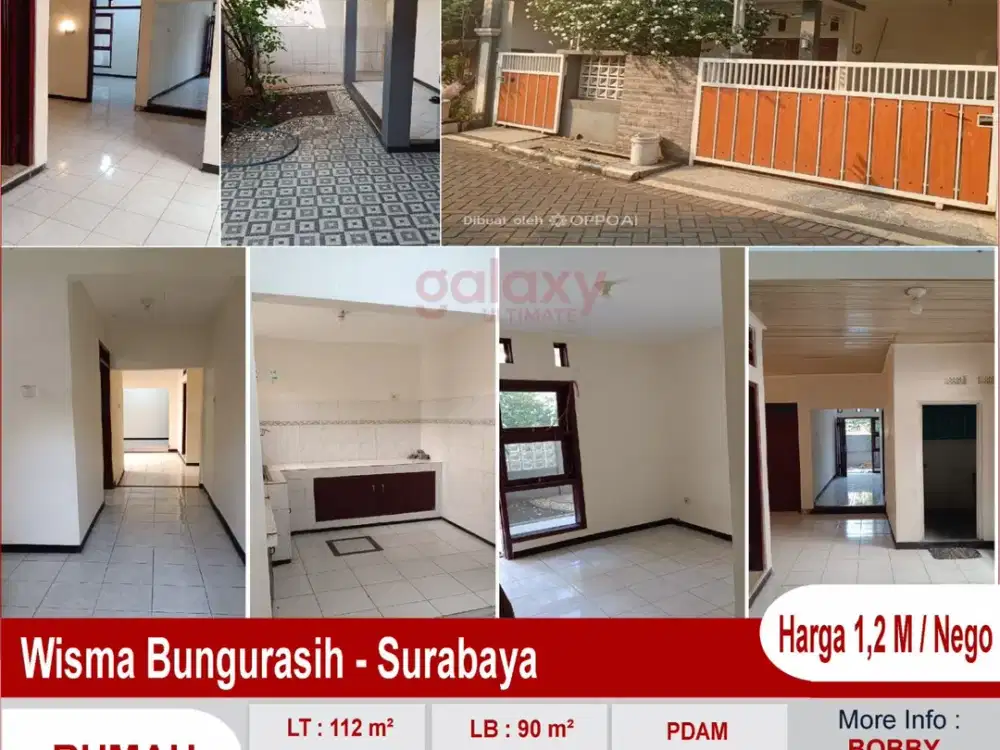 Rumah Siap Huni 1 Lantai Di Wisma Bungurasih Sidoarjo
