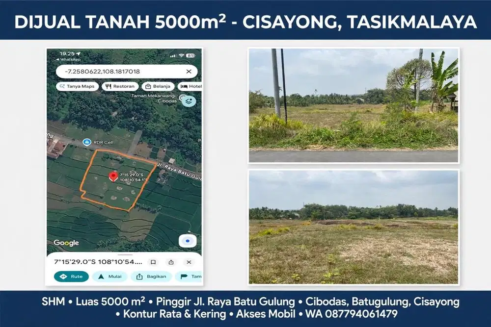 dijual tanah 5000m2 pinggir jalan