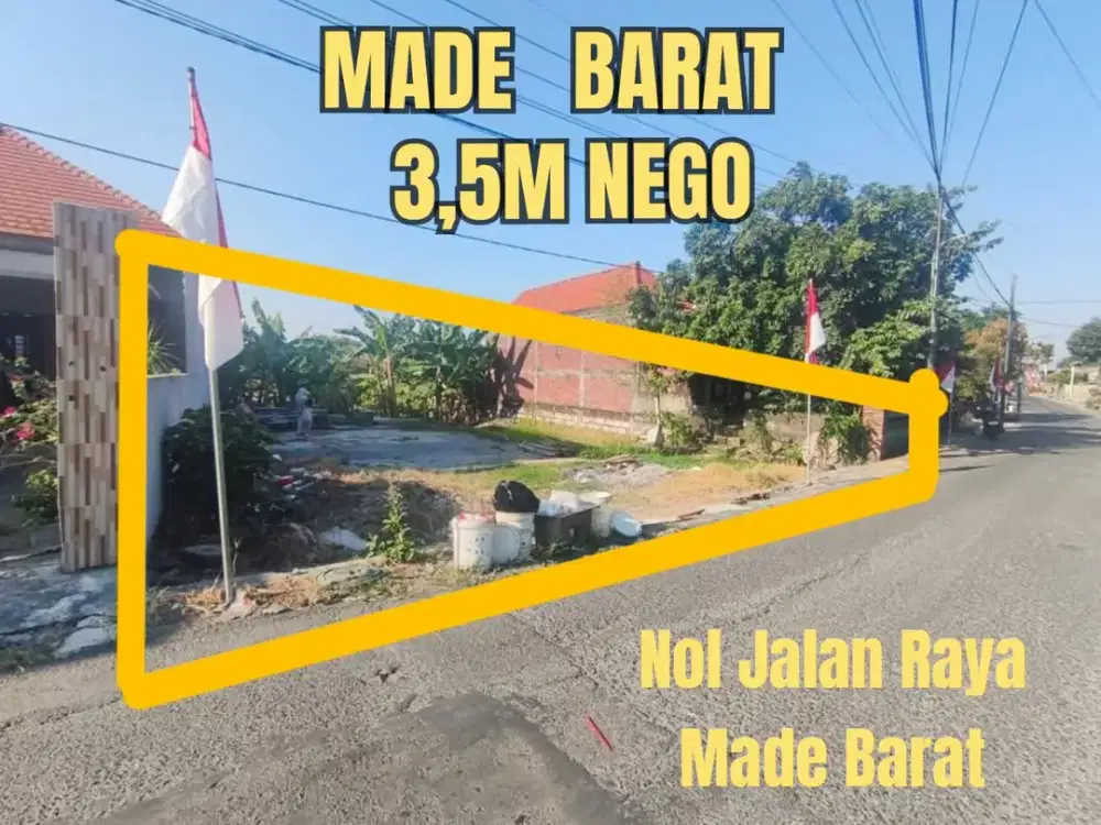 DIJUAL TANAH NOL JALAN RAYA MADE BARAT, SELANGKAH CITRALAND, UNIVERSITAS CIPUTRA, CIPUTRA HOSPITAL. COCOK UNTUK USAHA KOS, RESTO, CAFE, RUKO, KANTOR,