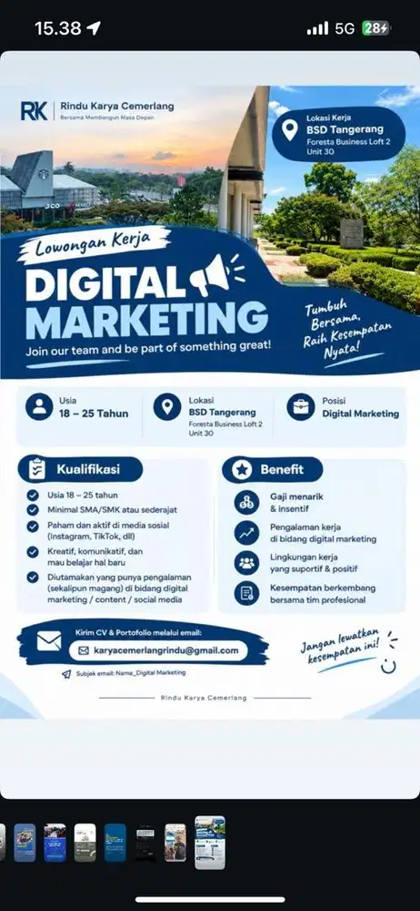 loker terbaru  di pt rindu