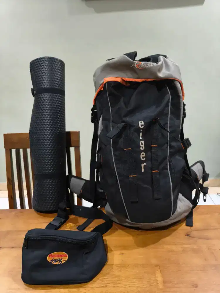 Dijual tas carrier/tas gunung eiger bonus matras & tas pinggang