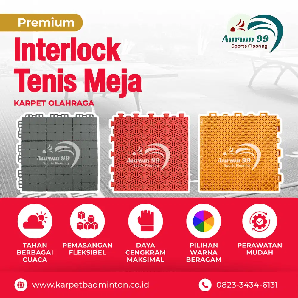 Interlock Tennis Meja - Karpet Lapangan Tenis Meja (Tipe Premium)