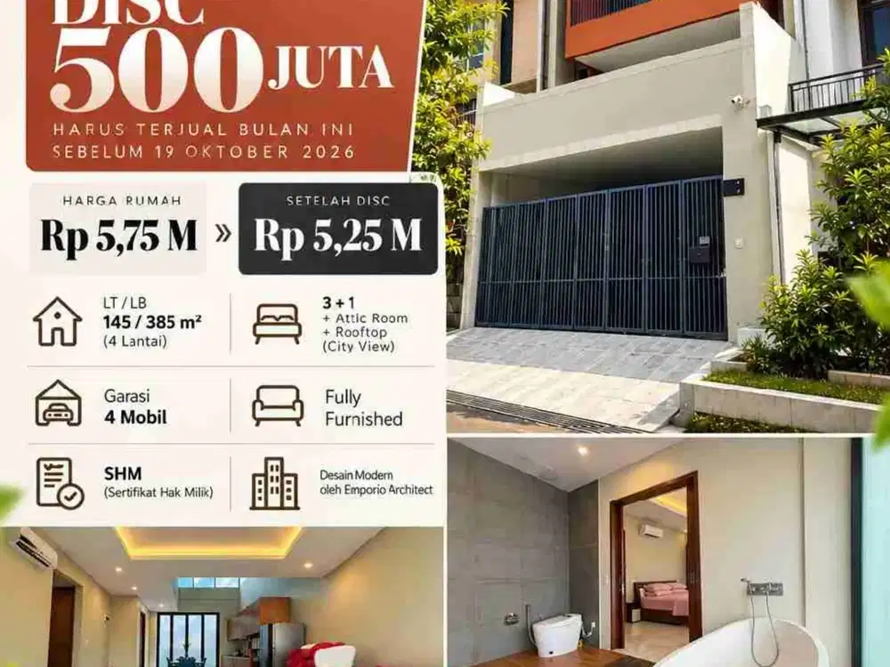 TURUN HARGA DIJUAL CEPAT RUMAH MEWAH FULLY FURNISHED DI PULOMAS