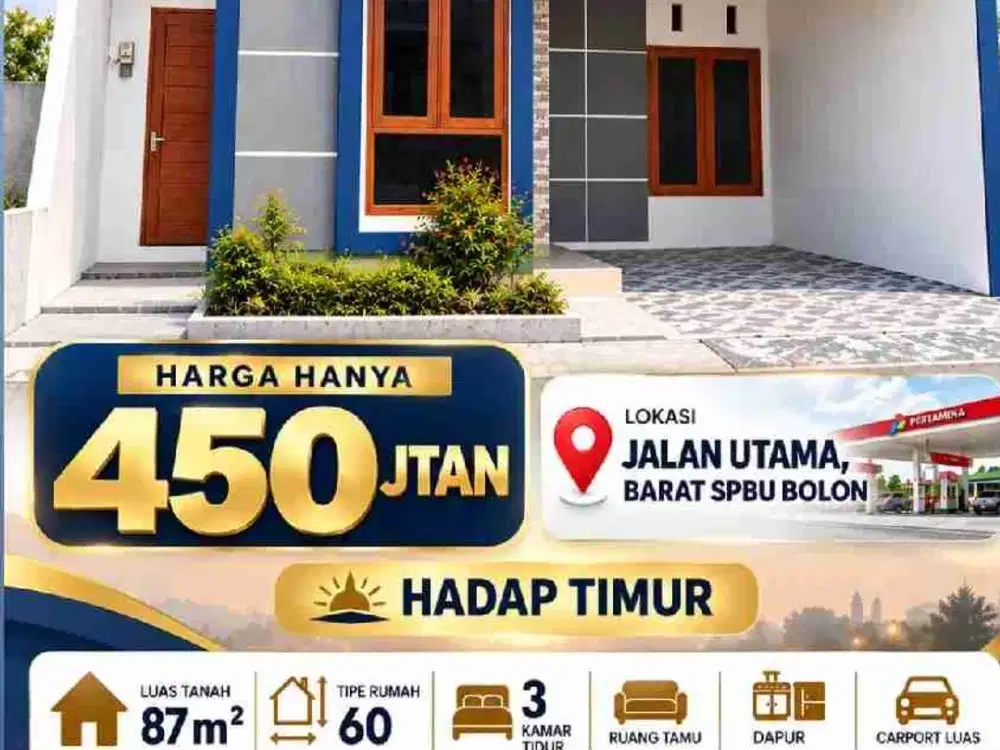 JUAL RUMAH BARU 450 JUTA BOLON - COLOMADU TYPE 60/87