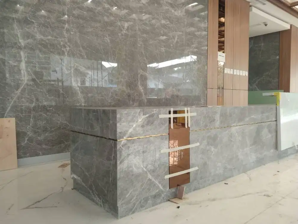 Top Table Resepsionis Marmer Luna Grey