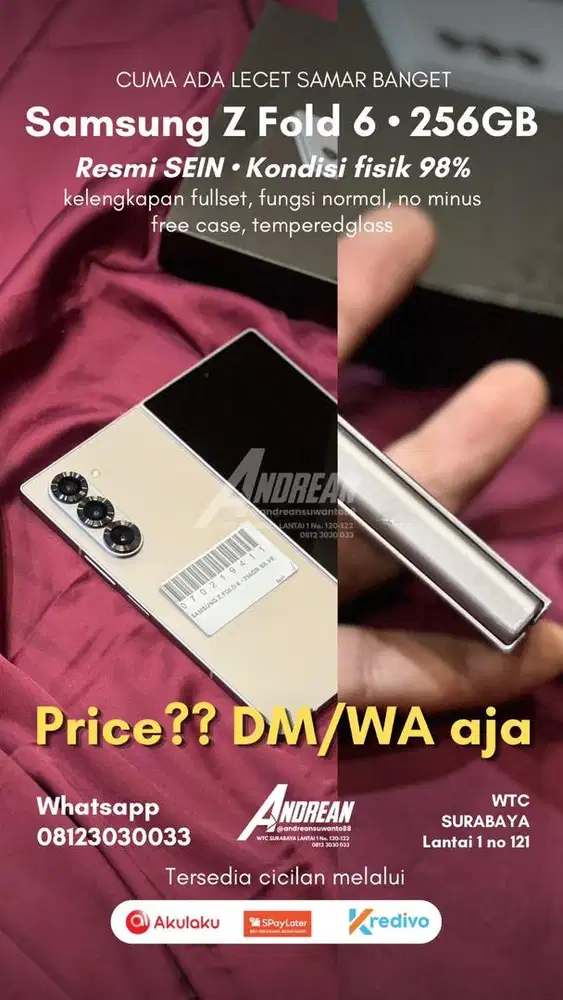 Second Samsung Zfold 6 256gb Kondisi 98%