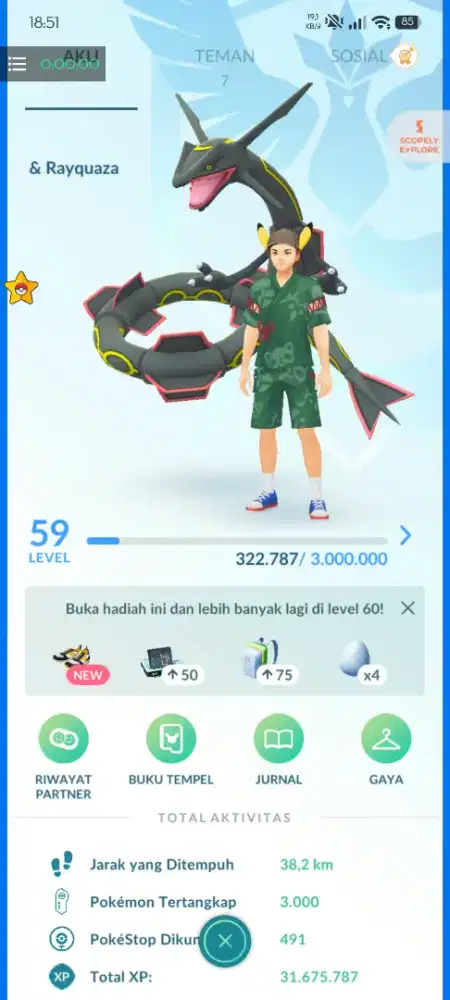 Jual akun pokemon go shiny rayquaza