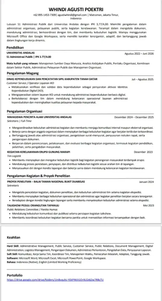 Fresh Graduate S1 Administrasi Publik – Siap Bekerja
