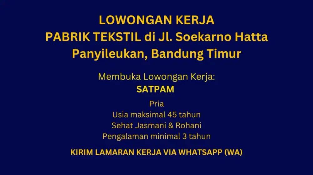 Satpam pengalaman minimal 3 tahun