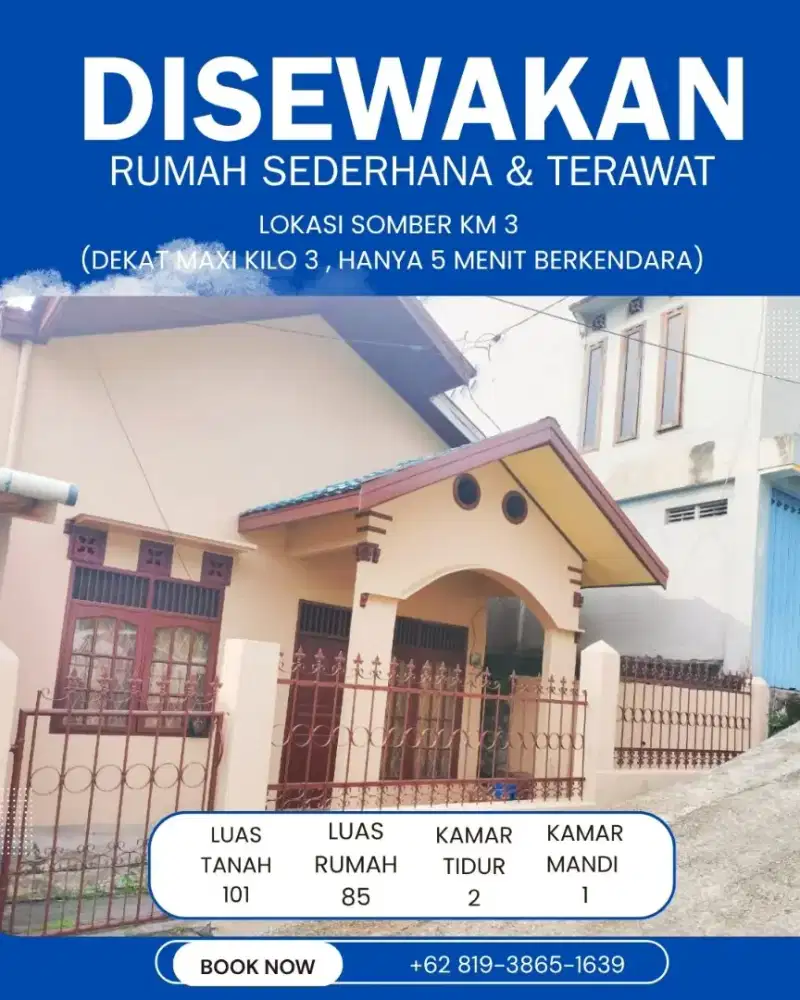 Disewakan Rumah di perumahan guru somber, siap ditempati