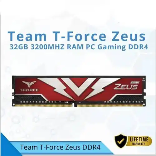Team T-Force Zeus 32GB 3200MHz RAM PC Gaming DDR4 Cl20 1.2V Second