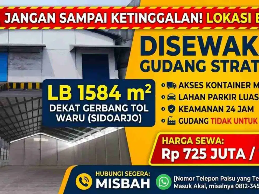 gudang sewa bagus istimewa strategis