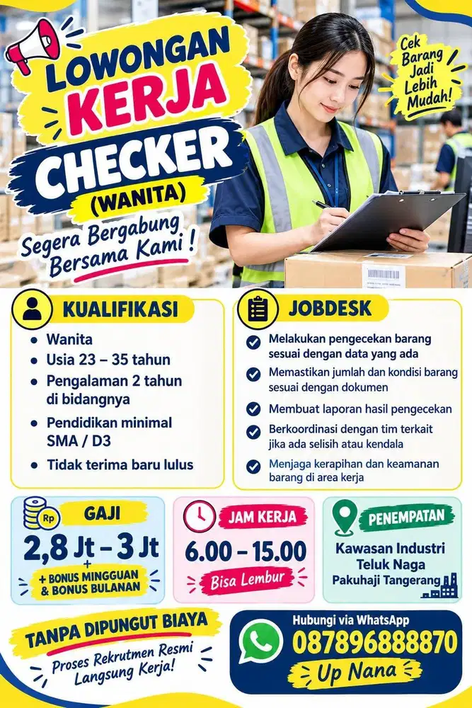 DIBUTUHKAN CEPAT CHECKER PENEMPATAN PAKUHAJI