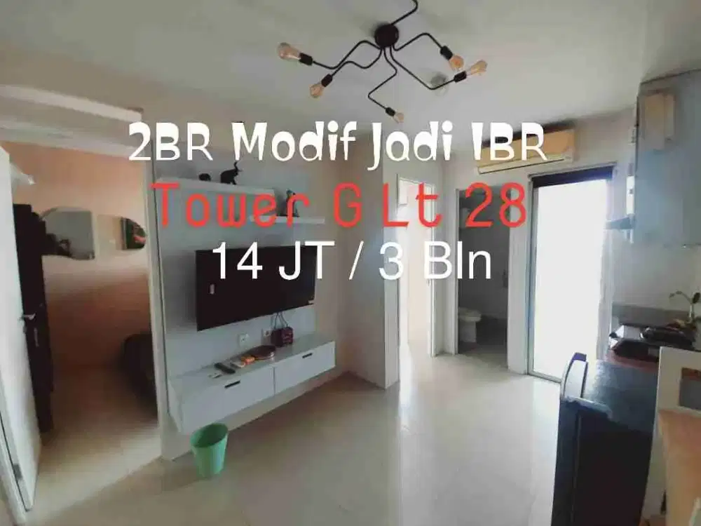 SEWA Apartememen 2BR Modif Jadi 1BR Furnish Twr G Bassura City