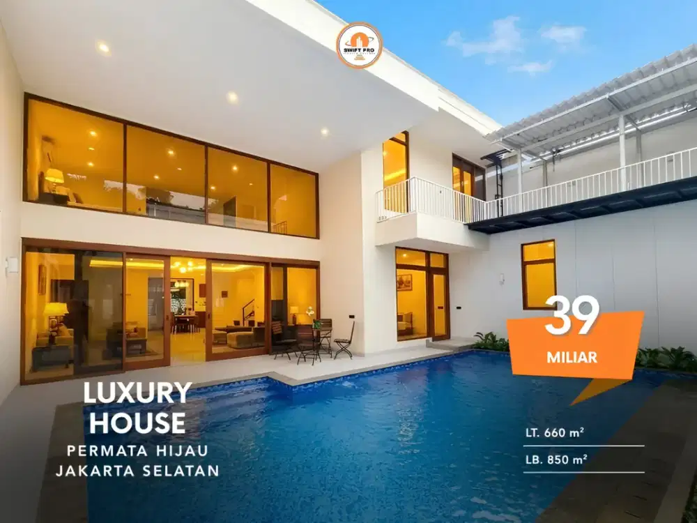 Dijual Rumah Mewah Permata Hijau 2 Lantai Siap Huni Swimming pool