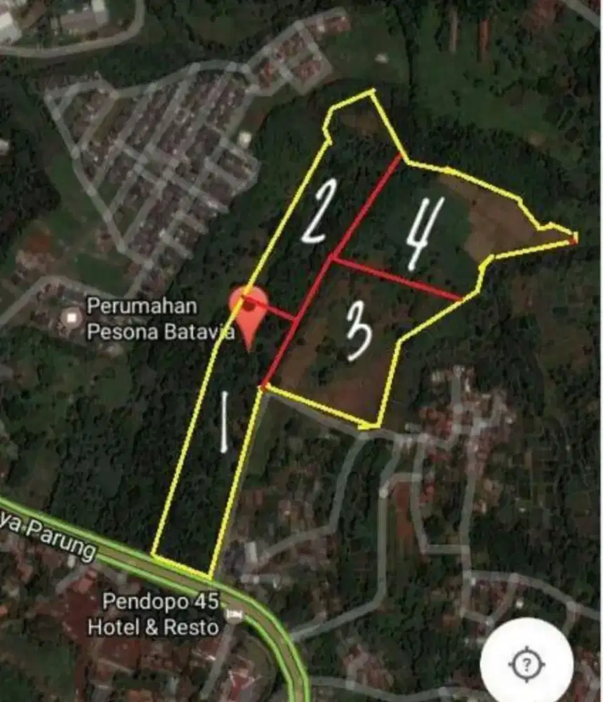 Jual tanah jalan Raya Utama Parung cck sekolah rumah sakit pabrik
