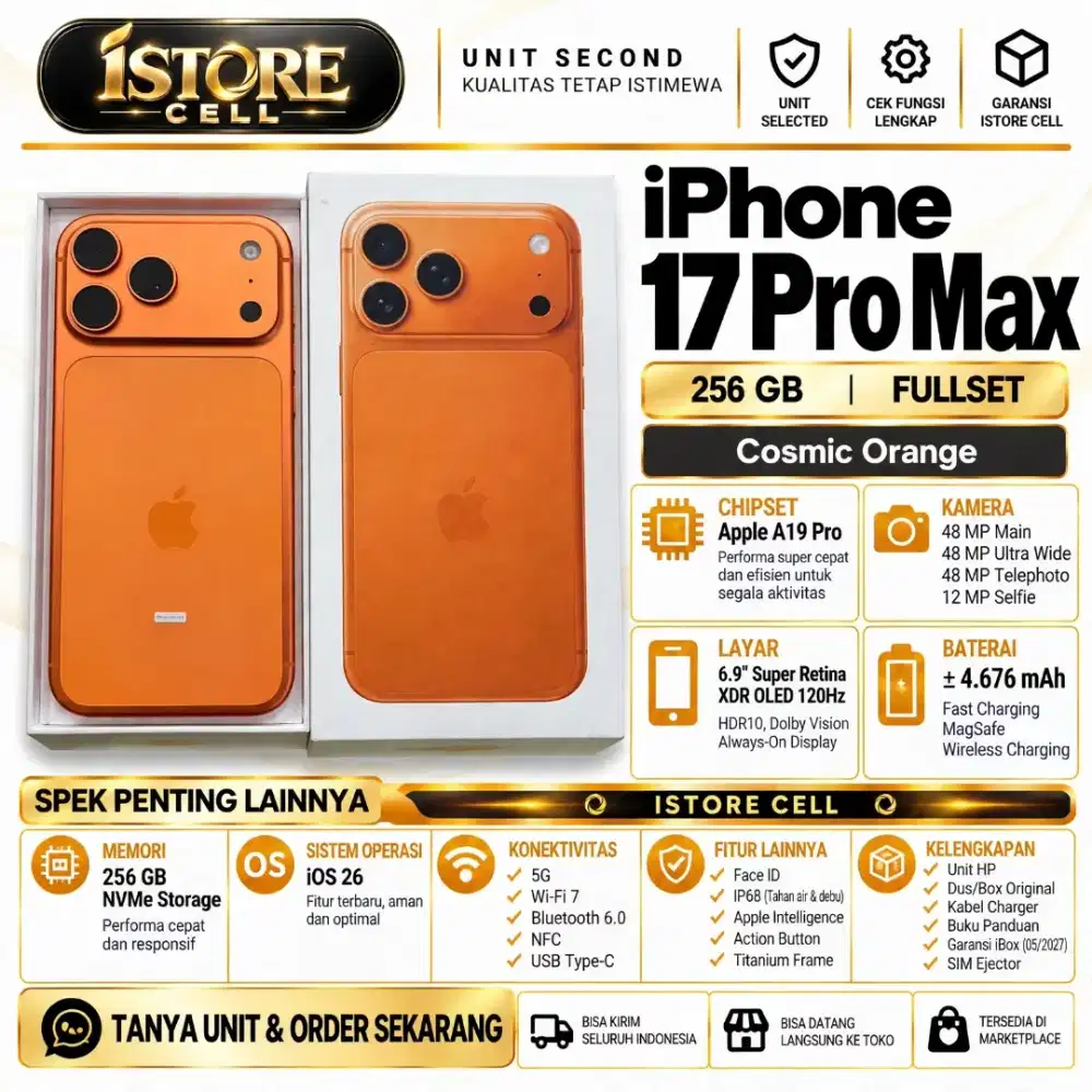 SECOND IPHONE 17 PRO MAX 256GB Garansi Resmi iBox