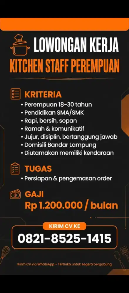 Lowongan Staff Dapur