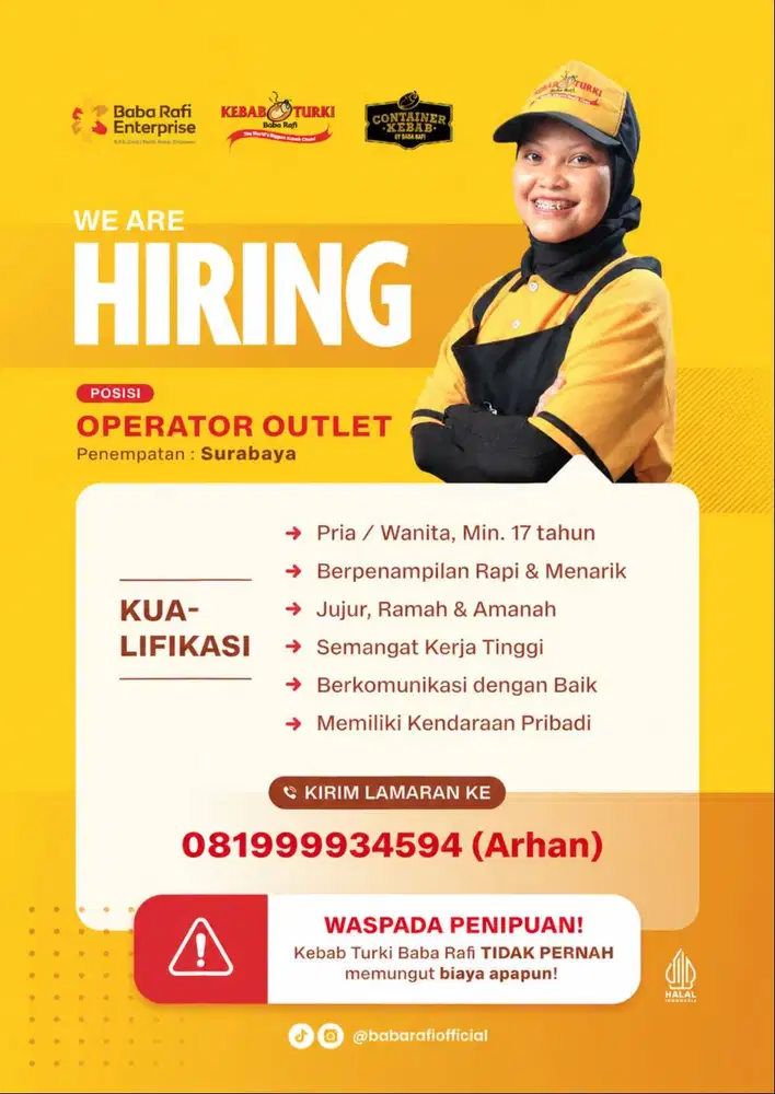 CREW OUTLET PENJAGA STAND KEBAB TURKI BABA RAFI PUSAT