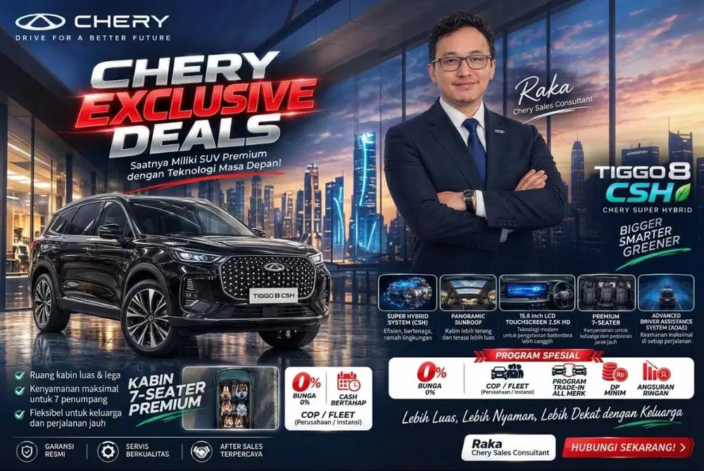 Chery Tiggo 8 CSH 7-Seater Hybrid Promo Terbaik Jabodetabek