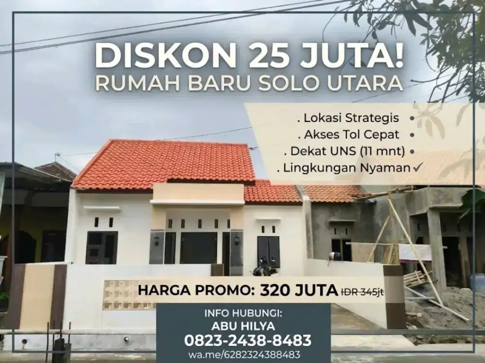 Diskon 25 Juta Rumah Baru Jeruksawit Dekat Sendang Plesungan