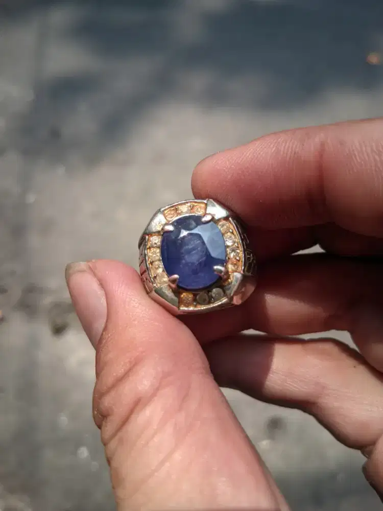 Cincin permata natural Blue Safir