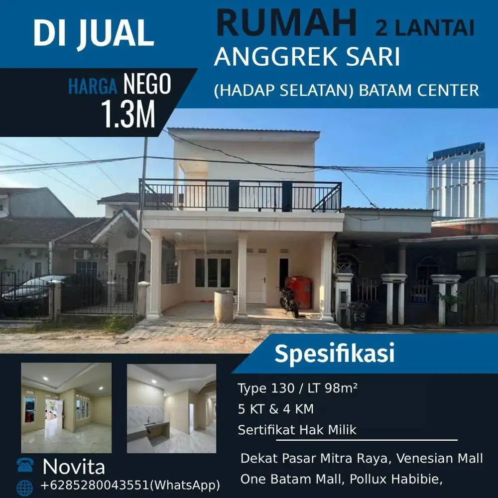 Dijual Rumah 2lantai Aggrek Sari Batamcenter
