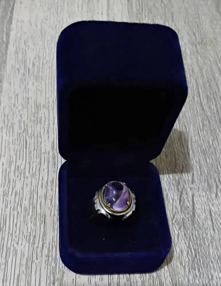 CINCIN BATU KECUBUNG ATAU AMETHYST  UNGU MUDA UKURAN 8